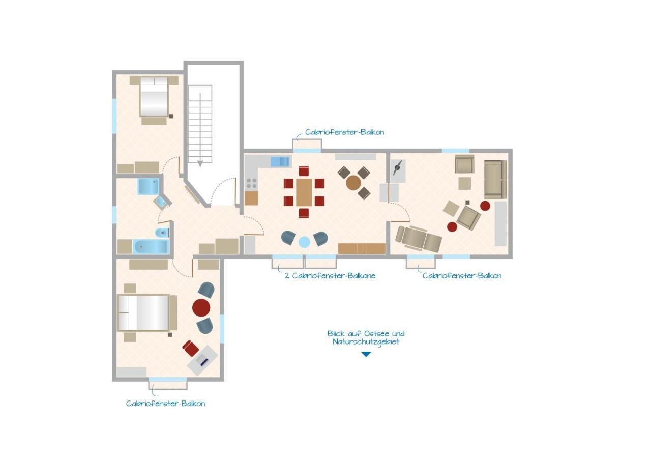 Traumblick Und Komfort - Lichtdurchflutete 85 Qm Wohnung Nahe Suedstrand Goehren Inklusive Schwimmbad Und Sauna Im Ahoi Sellin Exterior foto